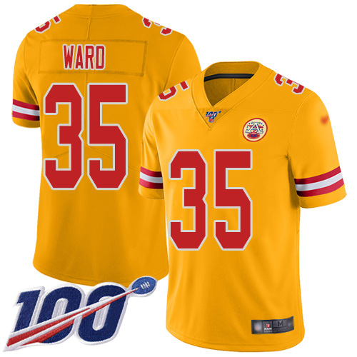 Men Kansas City Chiefs #35 Ward Charvarius Limited Gold Inverted Legend 100th Season Football Nike NFL Jersey->kansas city chiefs->NFL Jersey